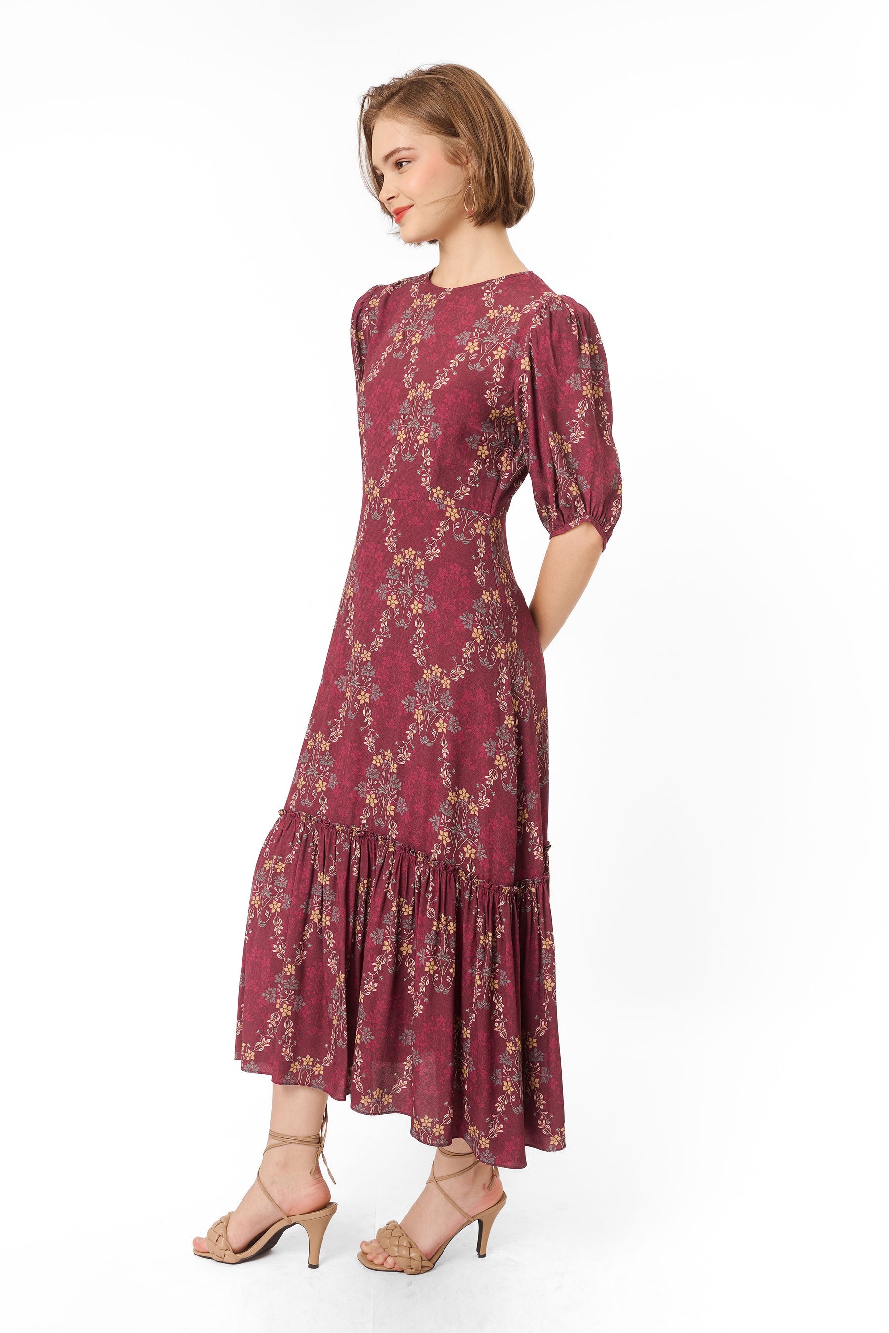 VARAYA Dress in Sulur Maroon