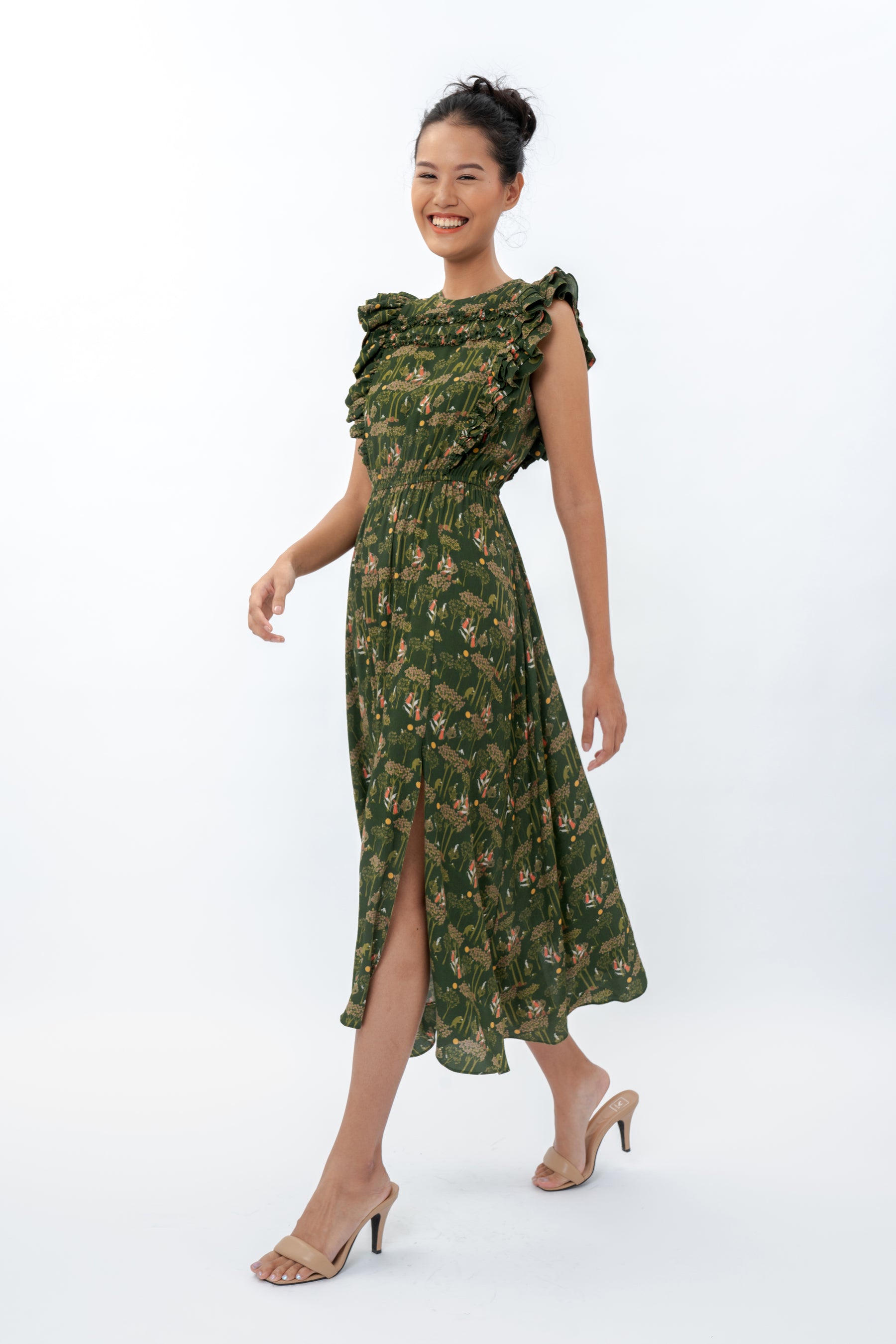 VINKA Dress in Green Forest