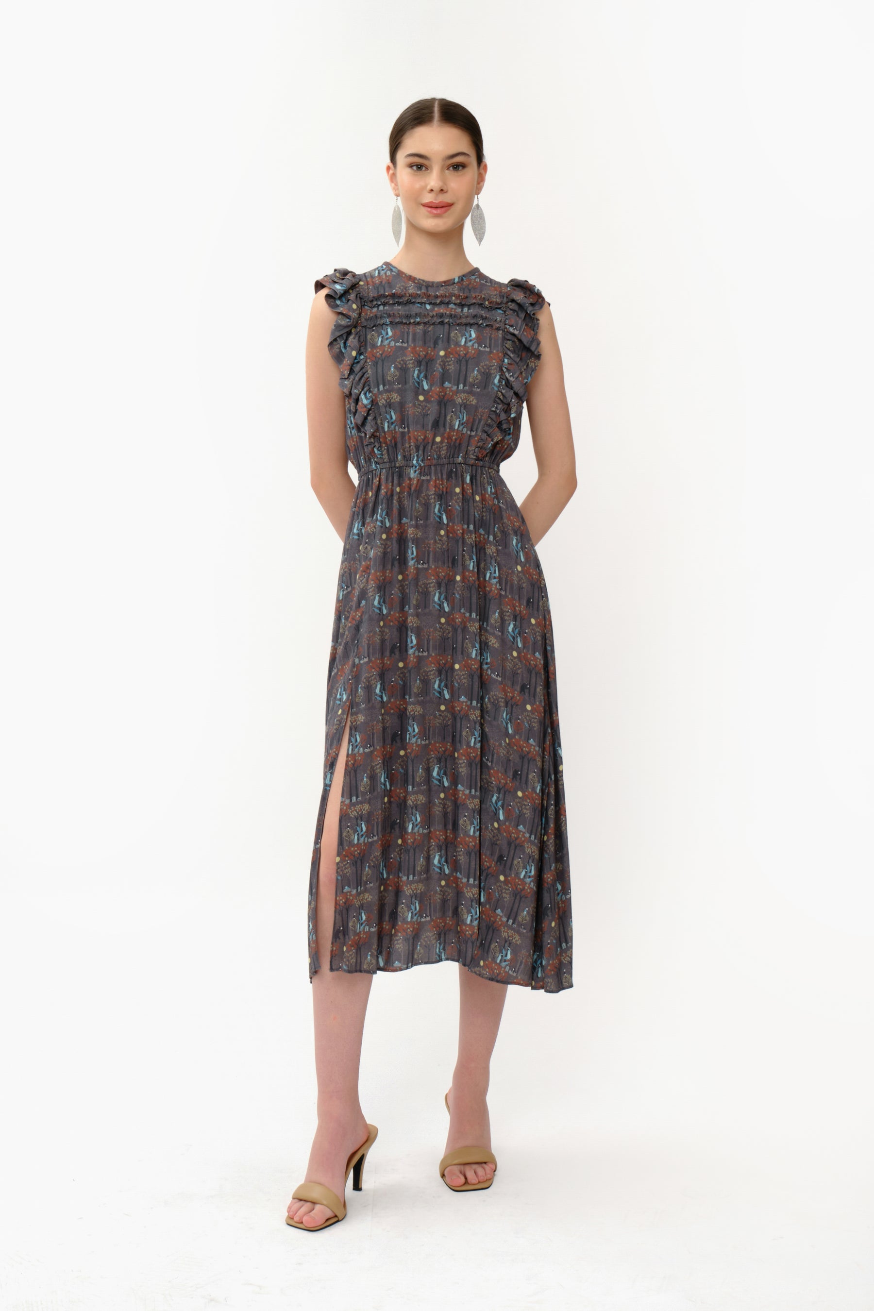VINKA Dress in Gray Forest