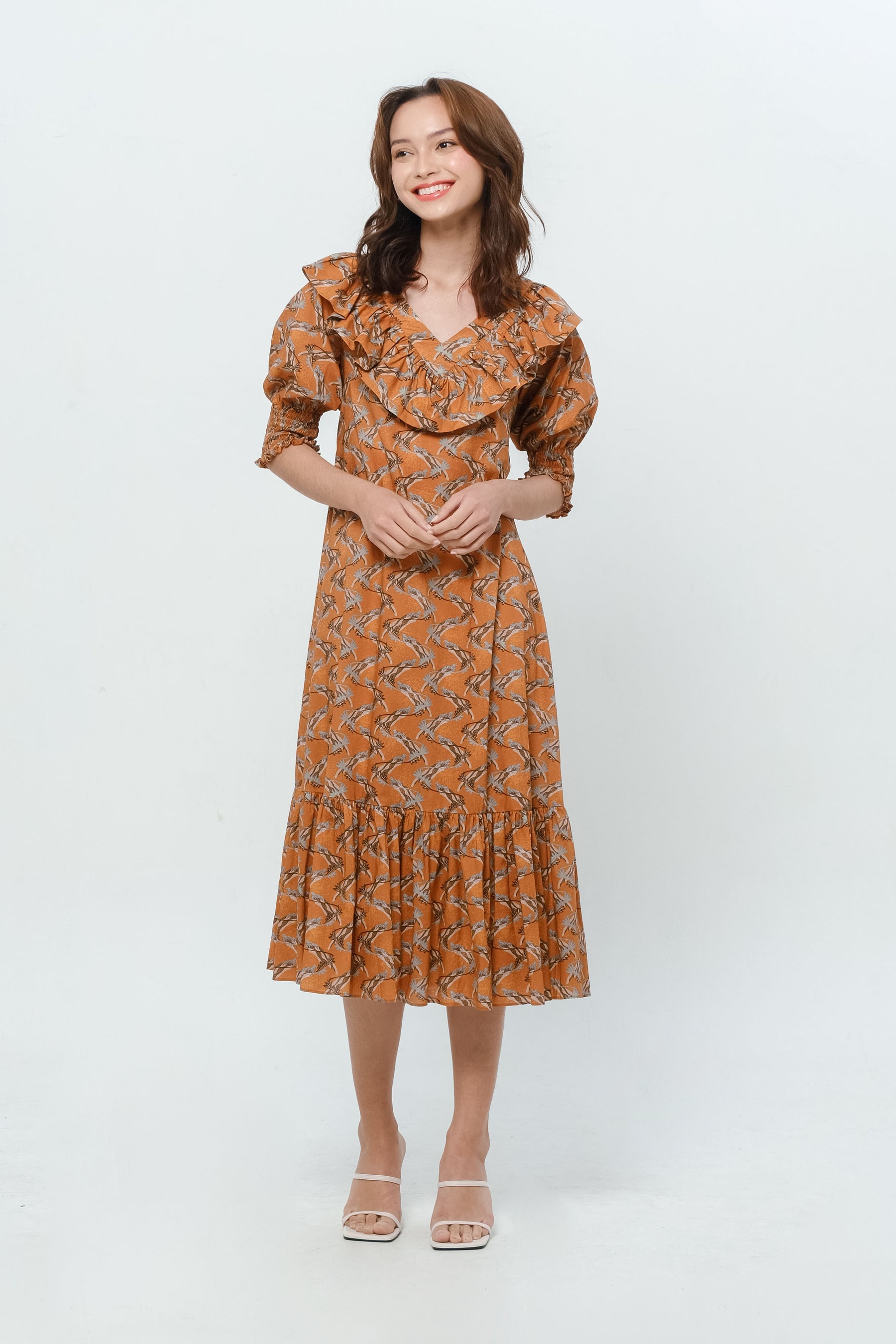 BENITA Dress in Orange Tenun