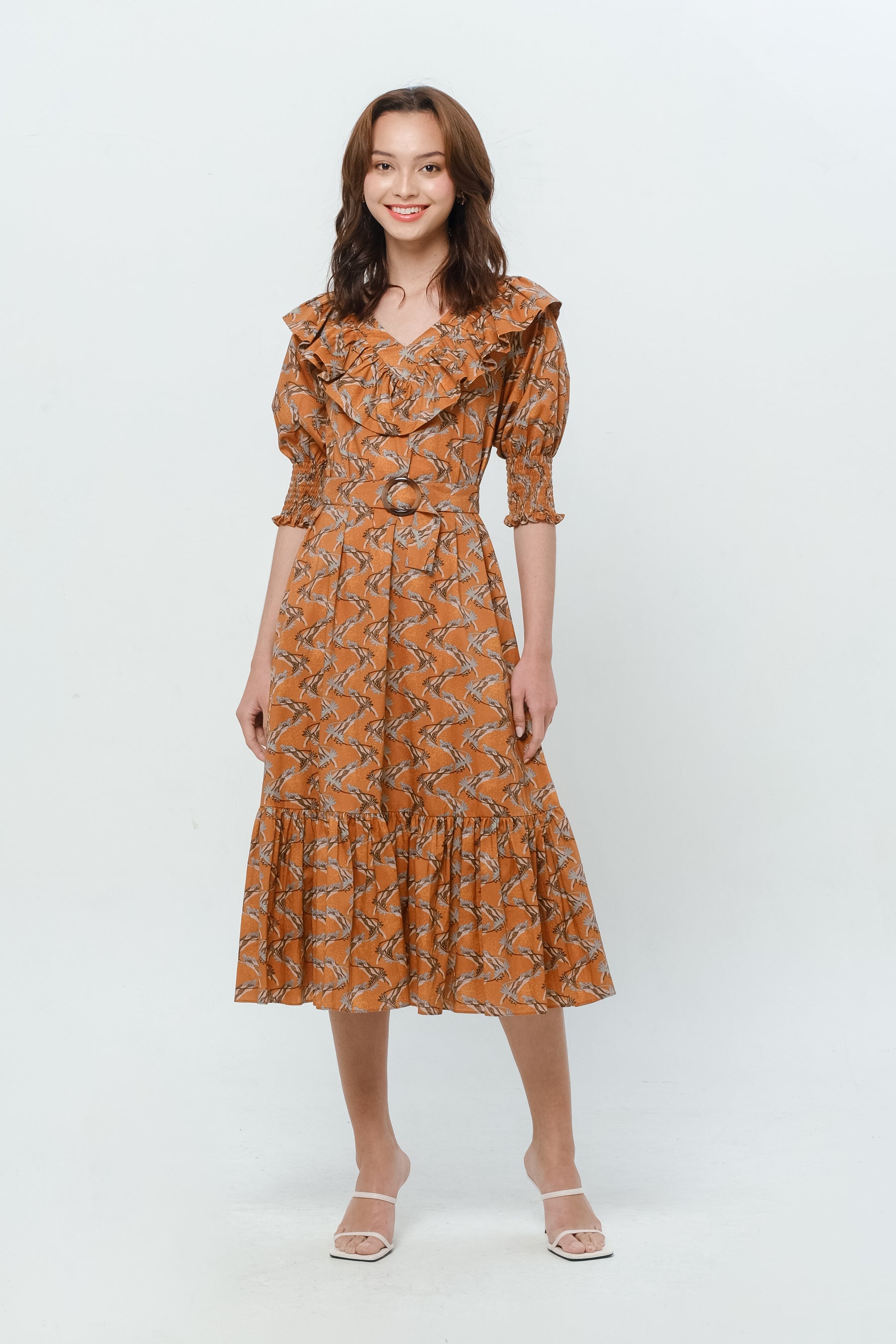 BENITA Dress in Orange Tenun
