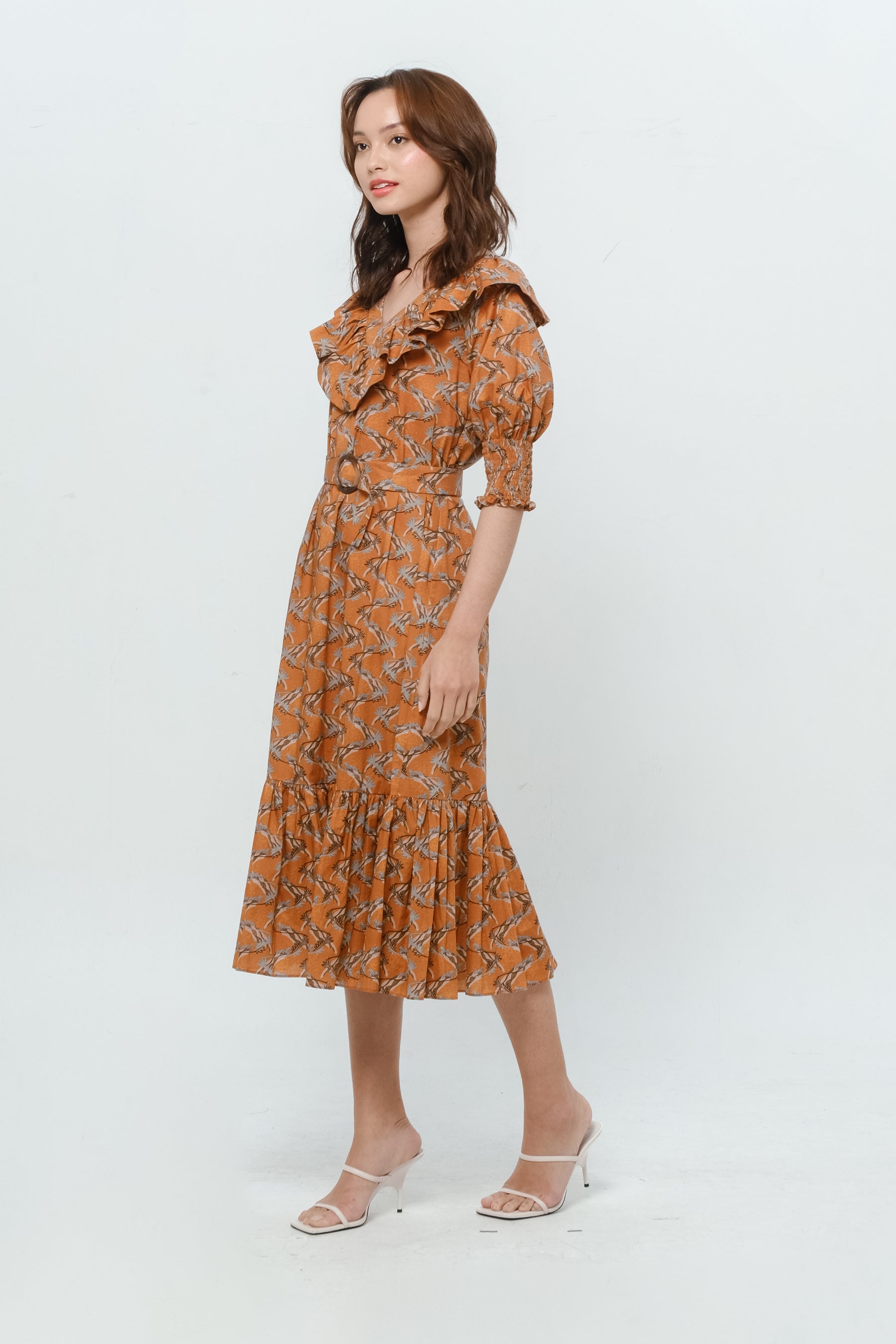 BENITA Dress in Orange Tenun