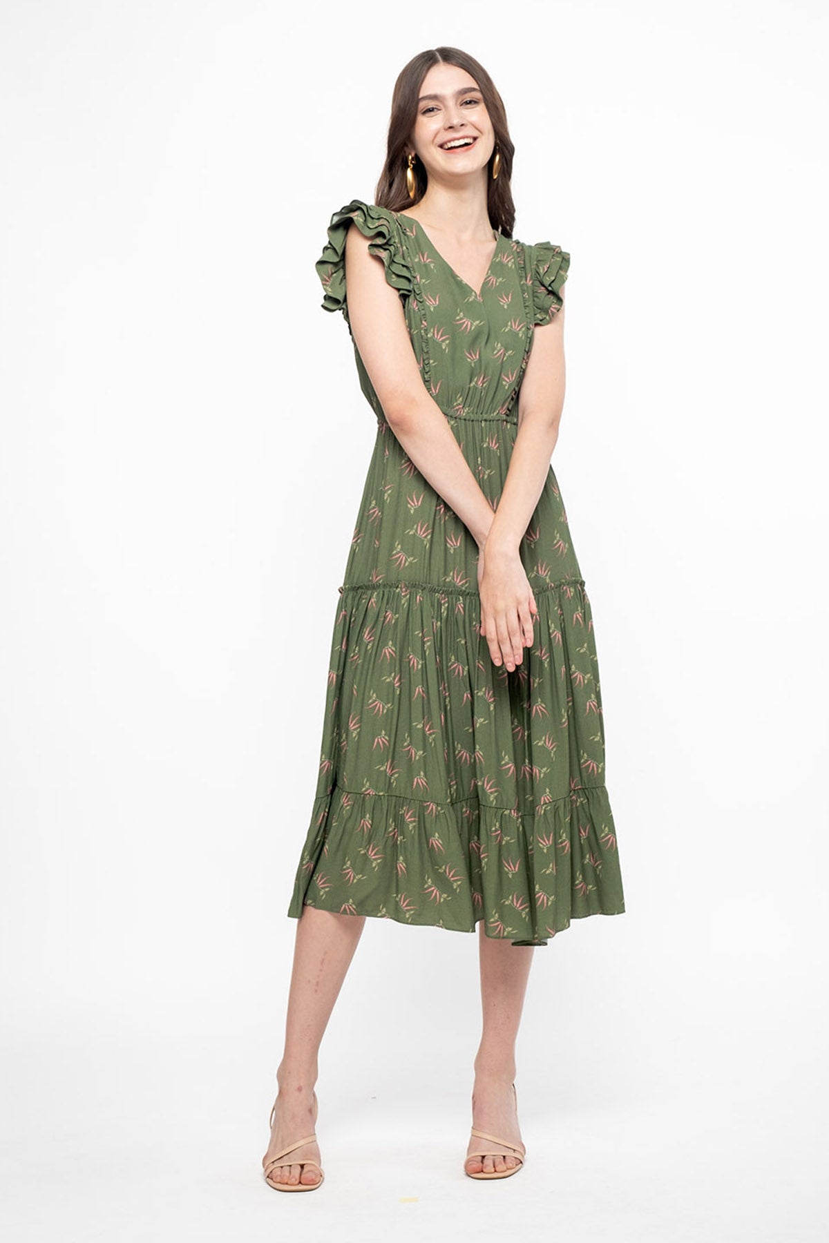 HAIRA Dress in Green Cabe