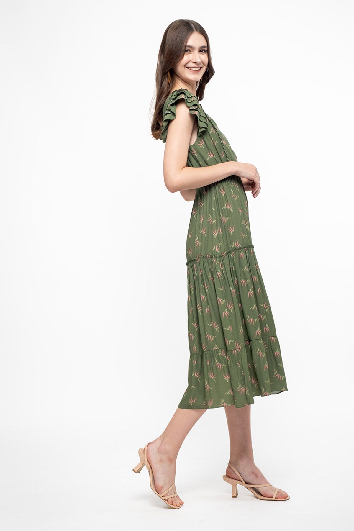 HAIRA Dress in Green Cabe