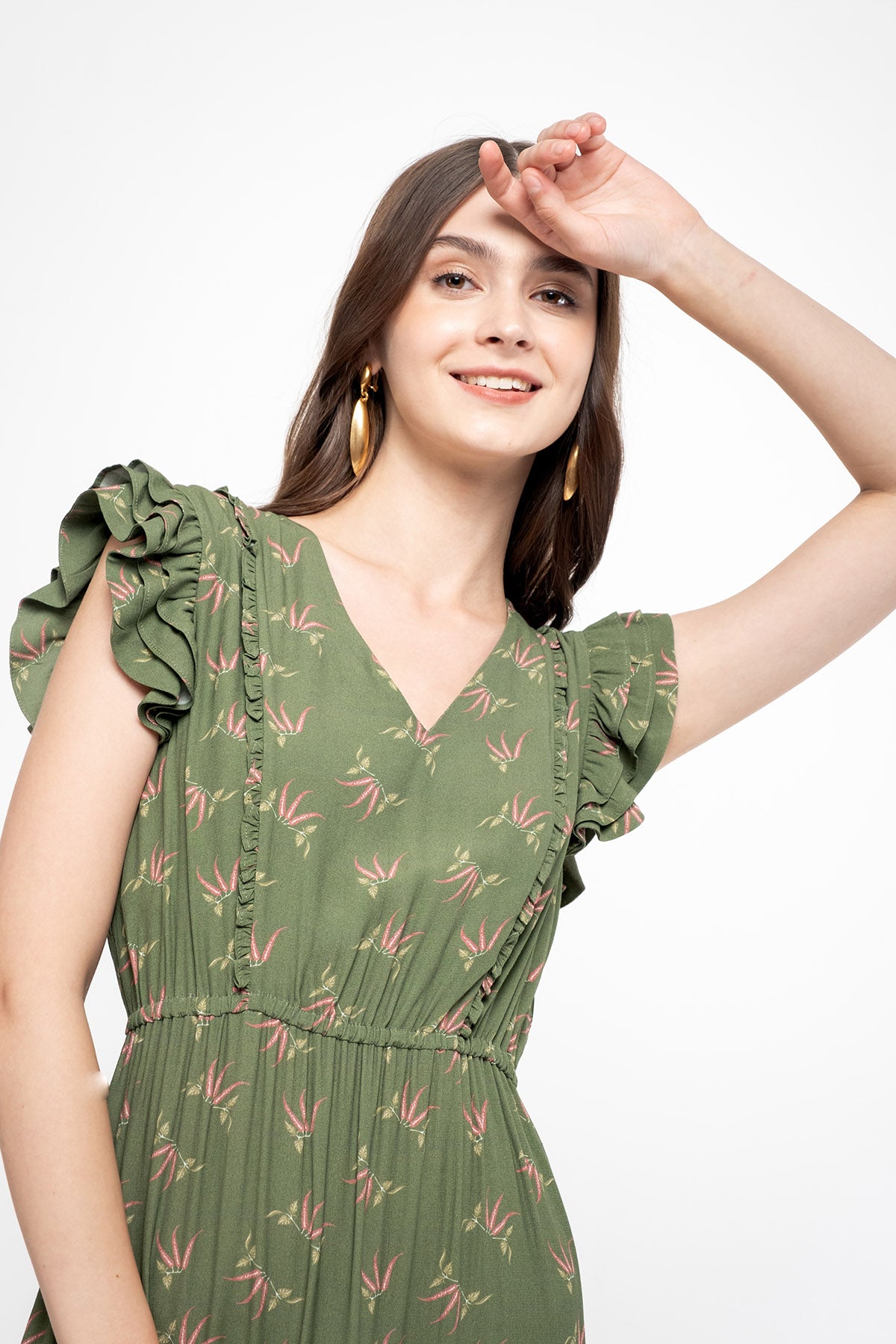 HAIRA Dress in Green Cabe