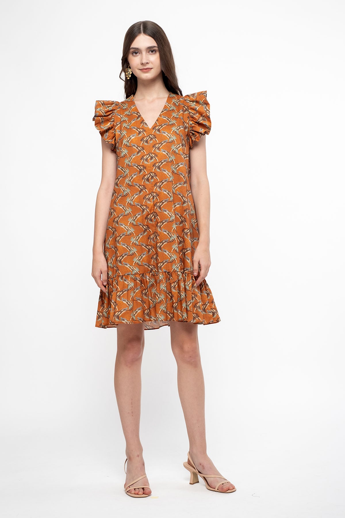 DARA Dress in Orange Tenun