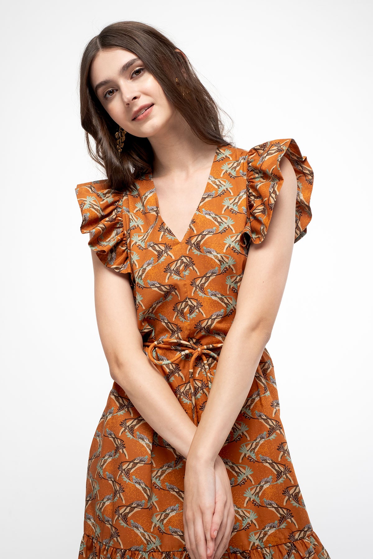 DARA Dress in Orange Tenun