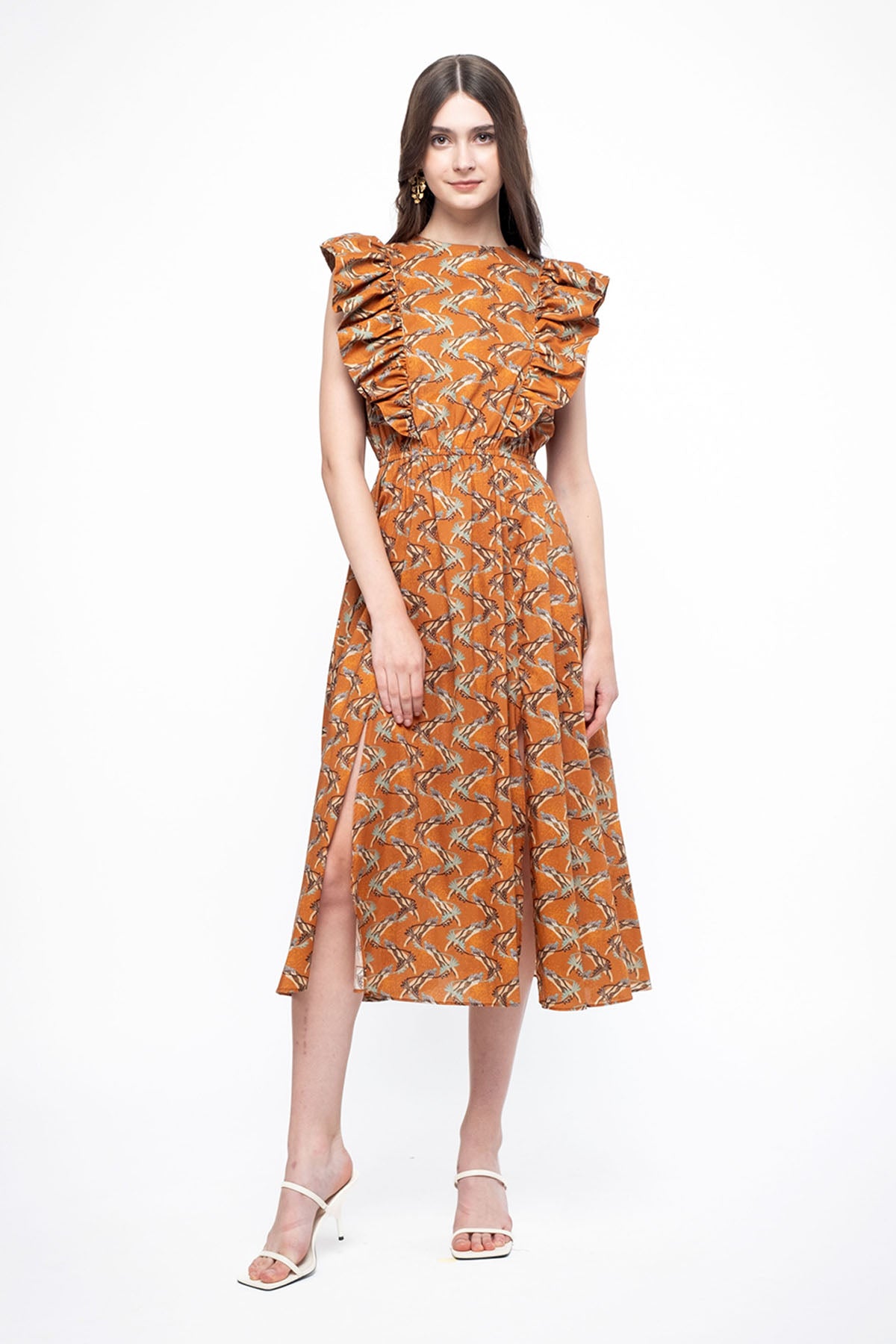 AZRA Dress in Orange Tenun