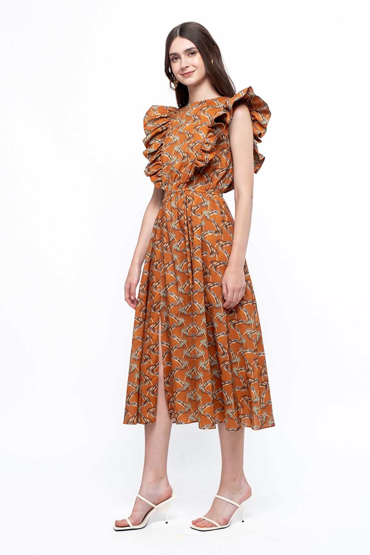 AZRA Dress in Orange Tenun