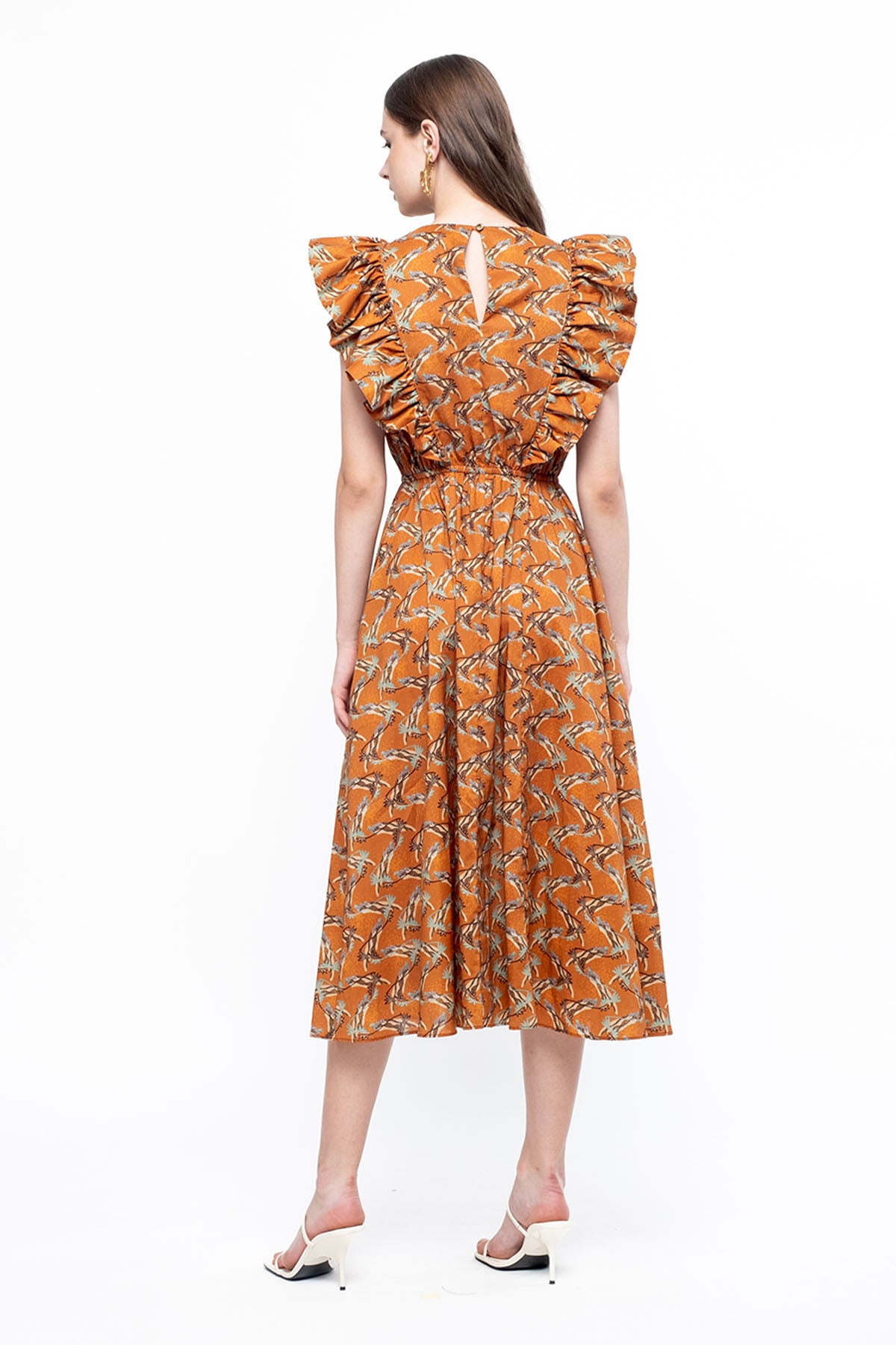 AZRA Dress in Orange Tenun