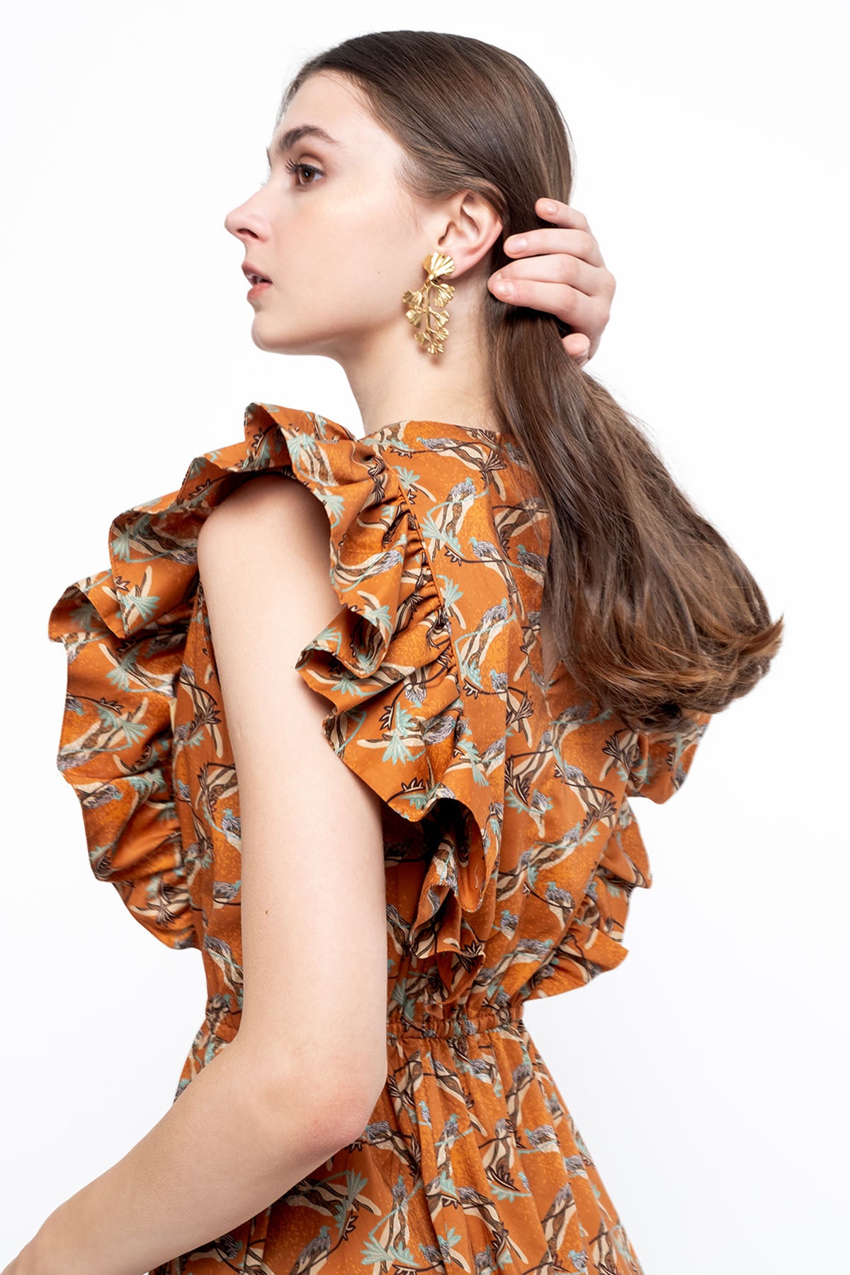 AZRA Dress in Orange Tenun