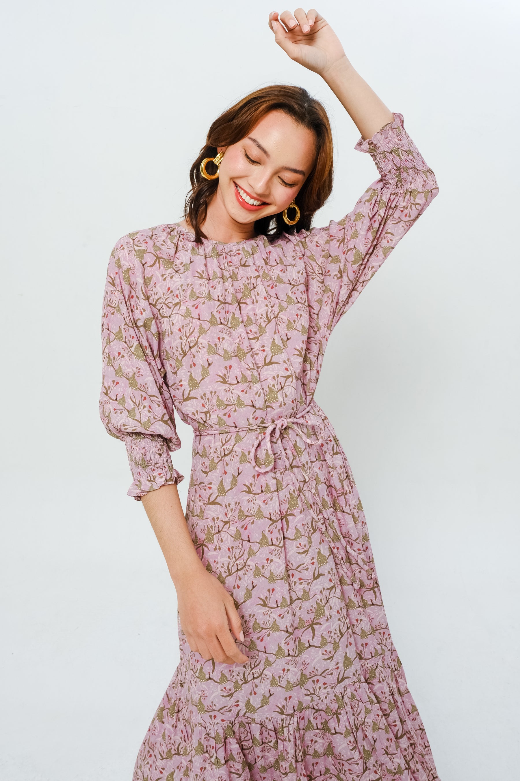 EILA Dress in Pink Bird