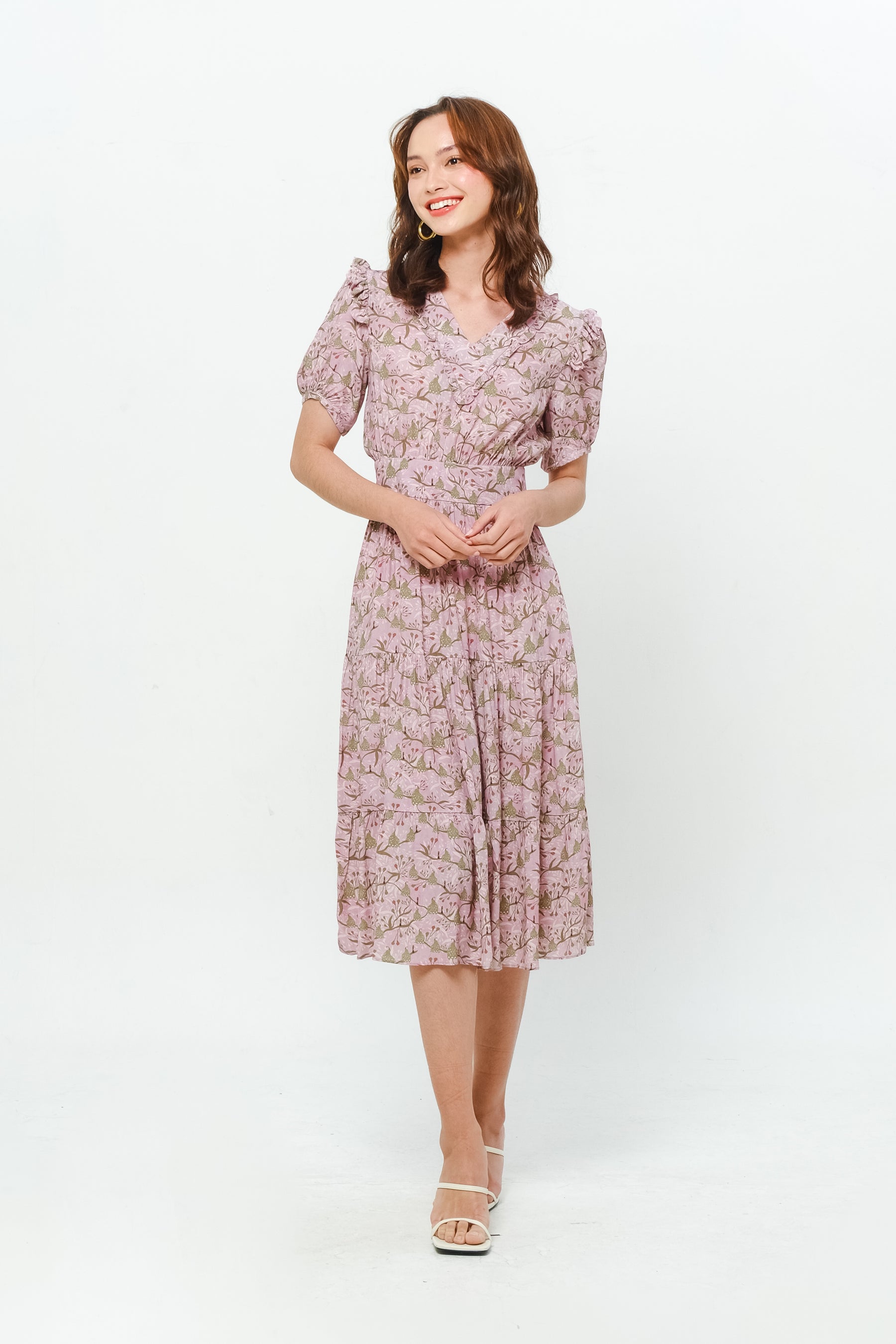 ELINA Dress in Pink Bird