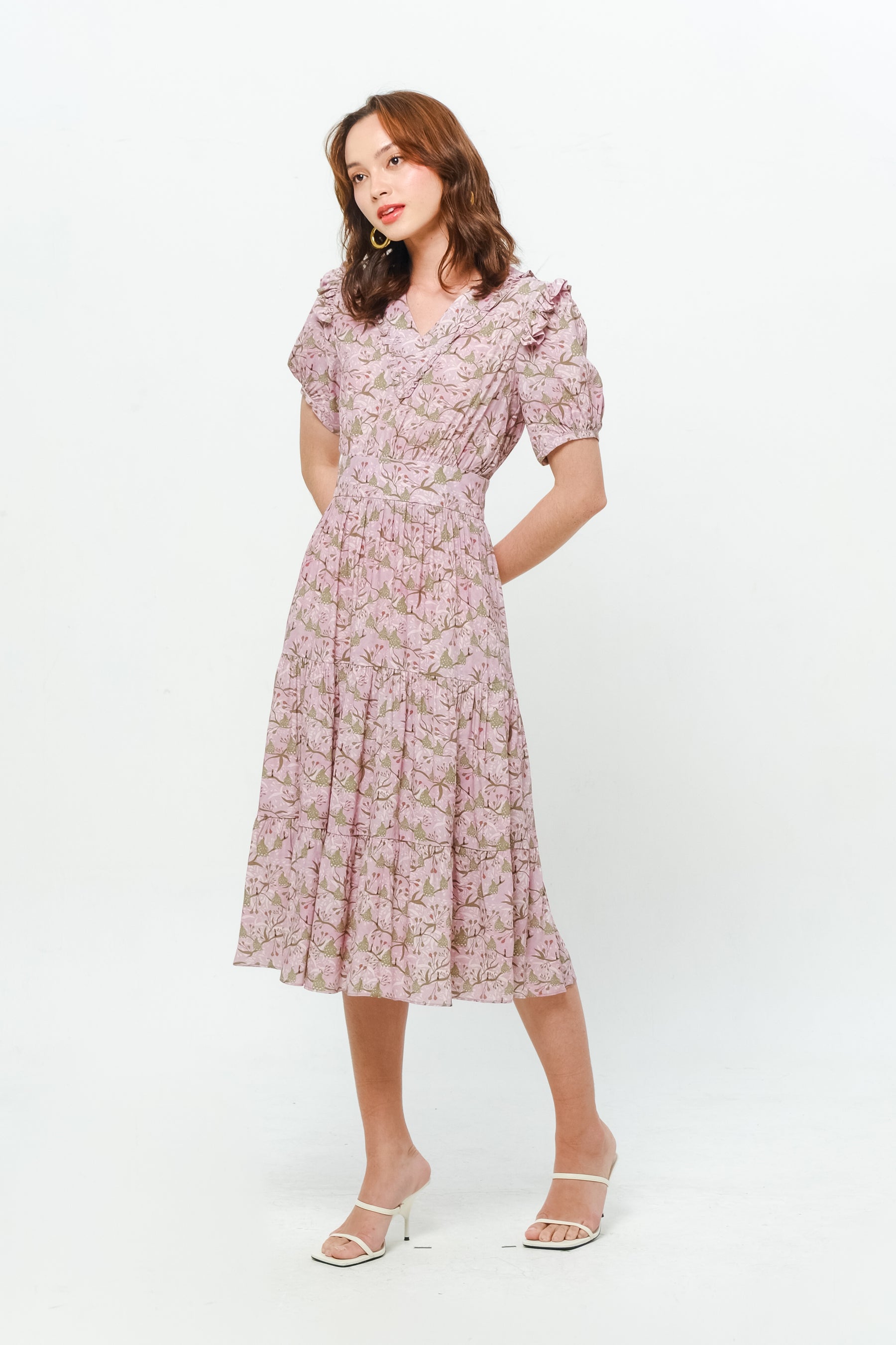 ELINA Dress in Pink Bird