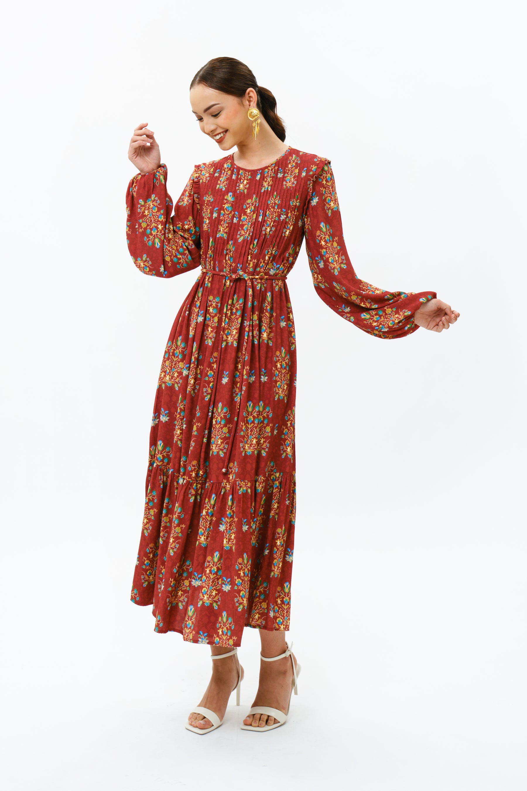 NURA Dress in Red Anggrek