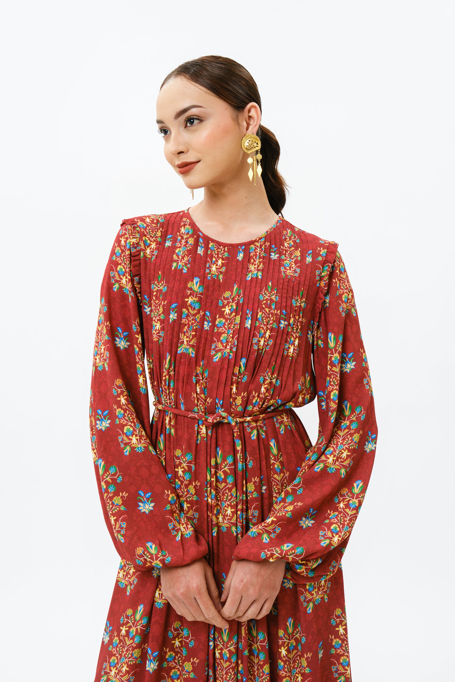 NURA Dress in Red Anggrek
