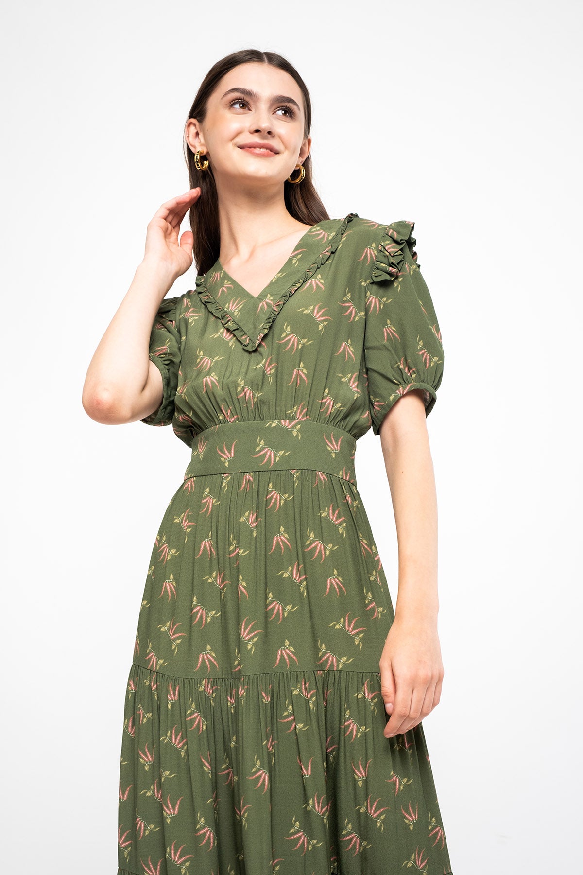 ELINA Dress in Green Cabe