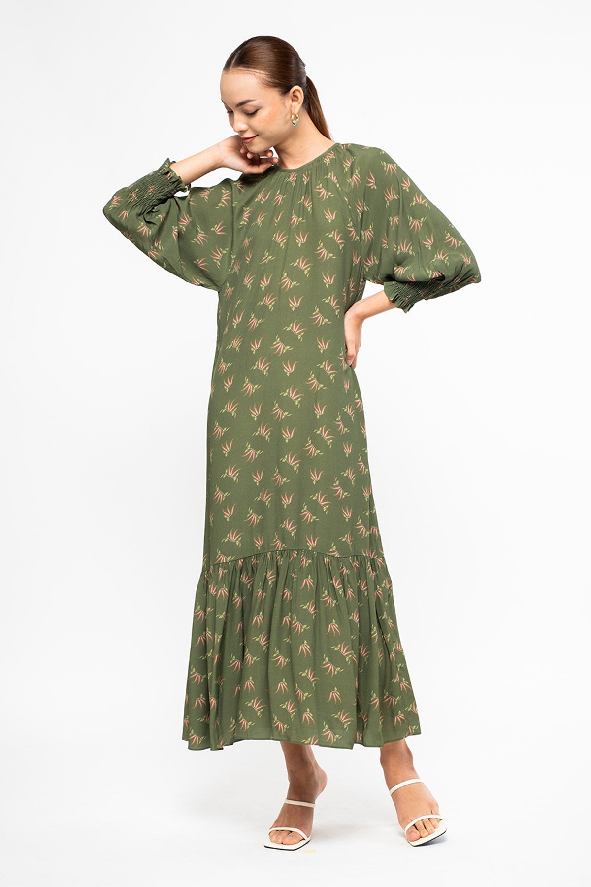 EILA Dress in Green Cabe
