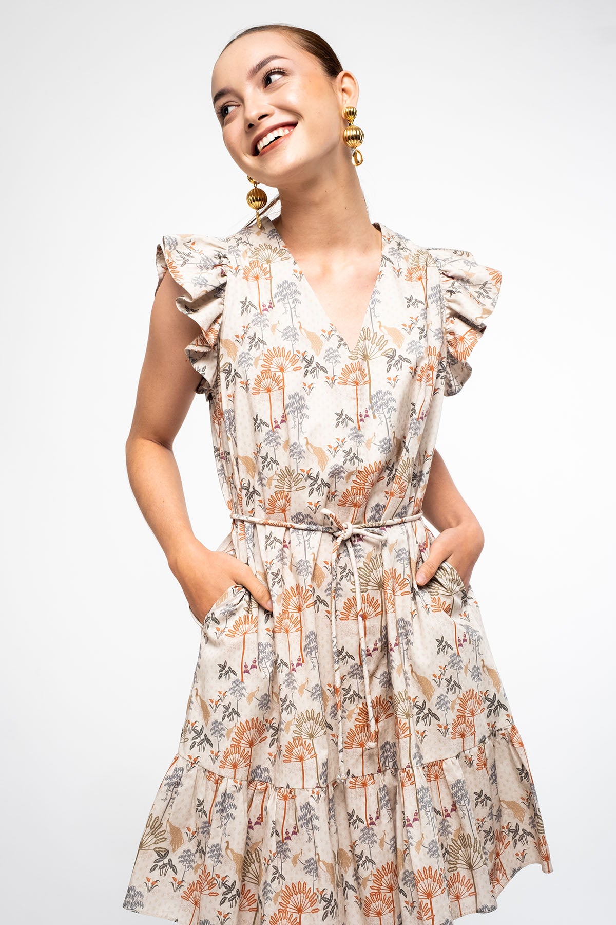 DARA Dress in Beige Kuau