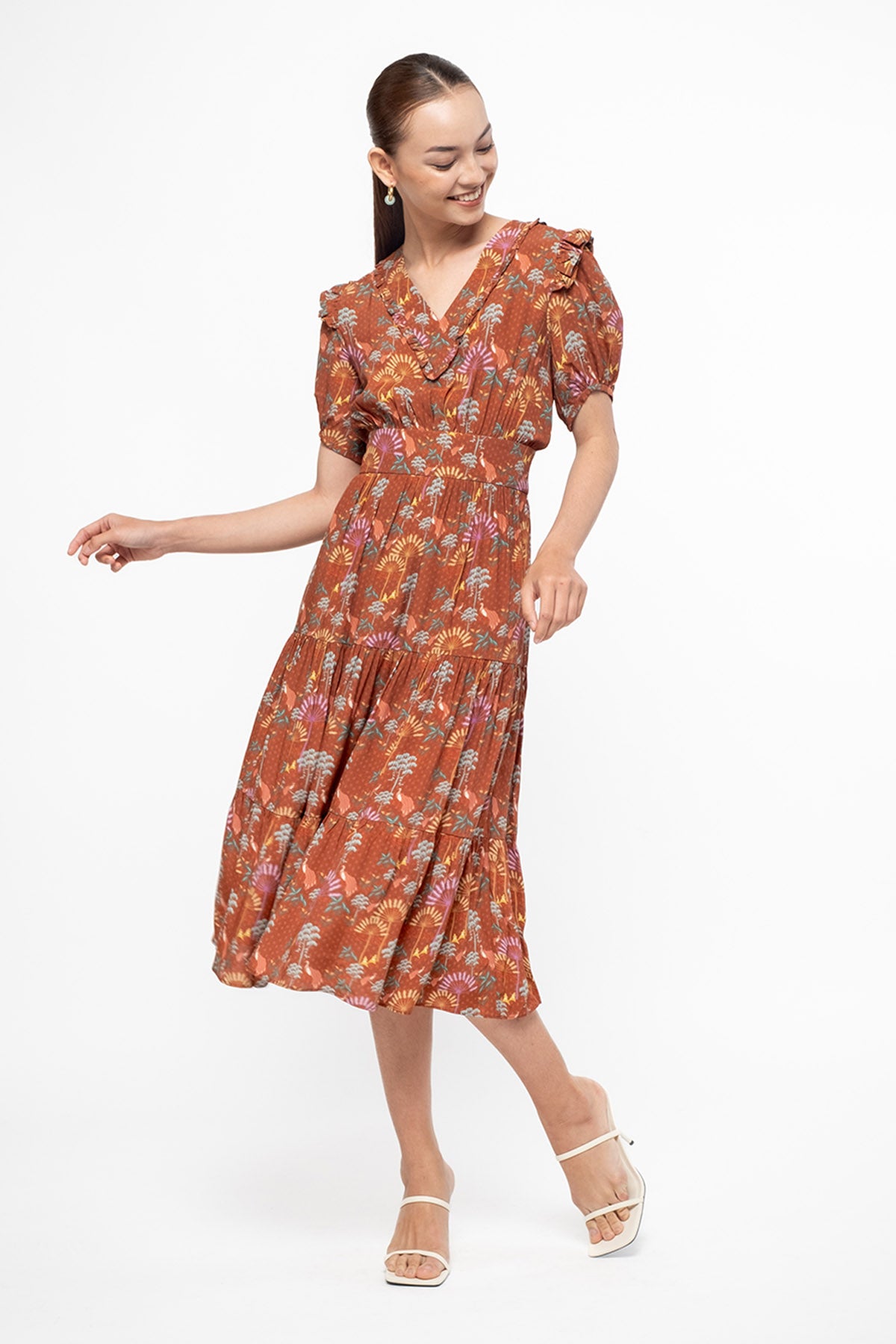 ELINA Dress in Terracotta Kuau