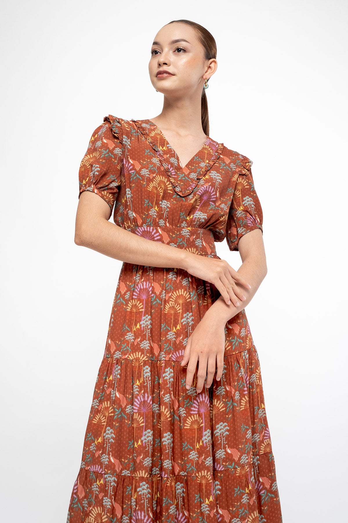 ELINA Dress in Terracotta Kuau