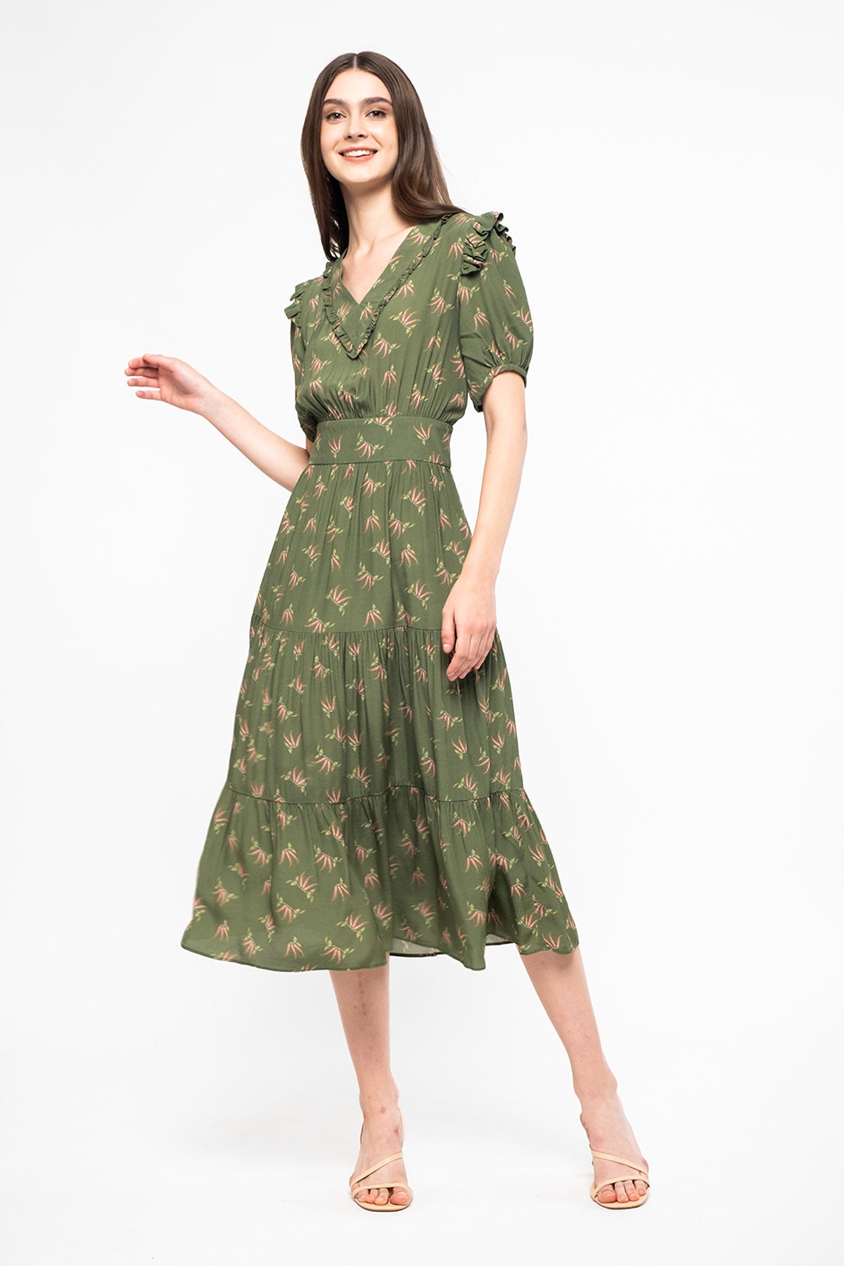 ELINA Dress in Green Cabe