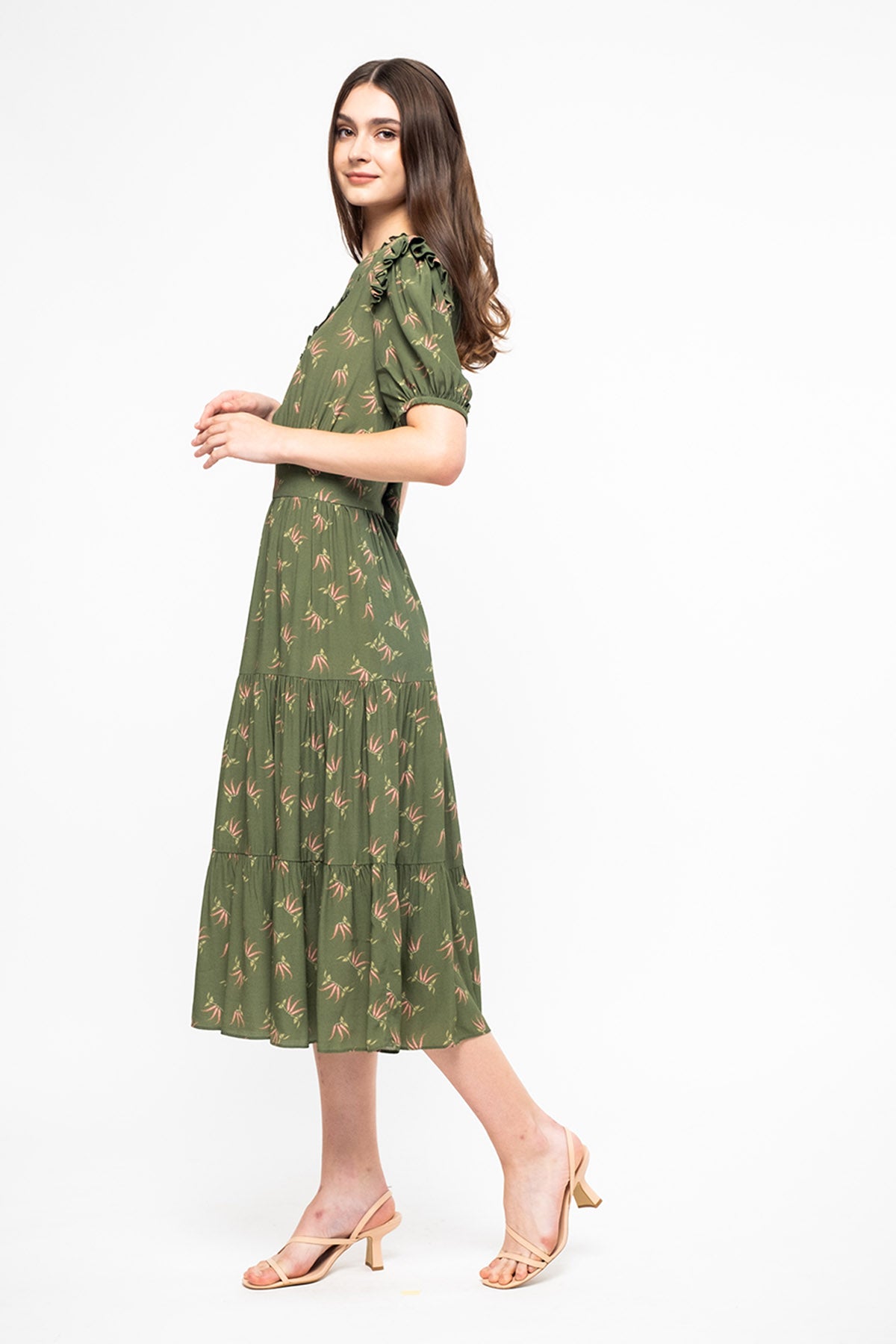 ELINA Dress in Green Cabe