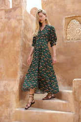 TINA Dress in Emerald Cassia