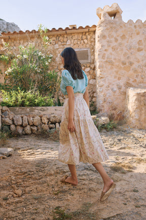 BUNDLING: Niki Top in Blue Lada and Riona Skirt in Beige Lada