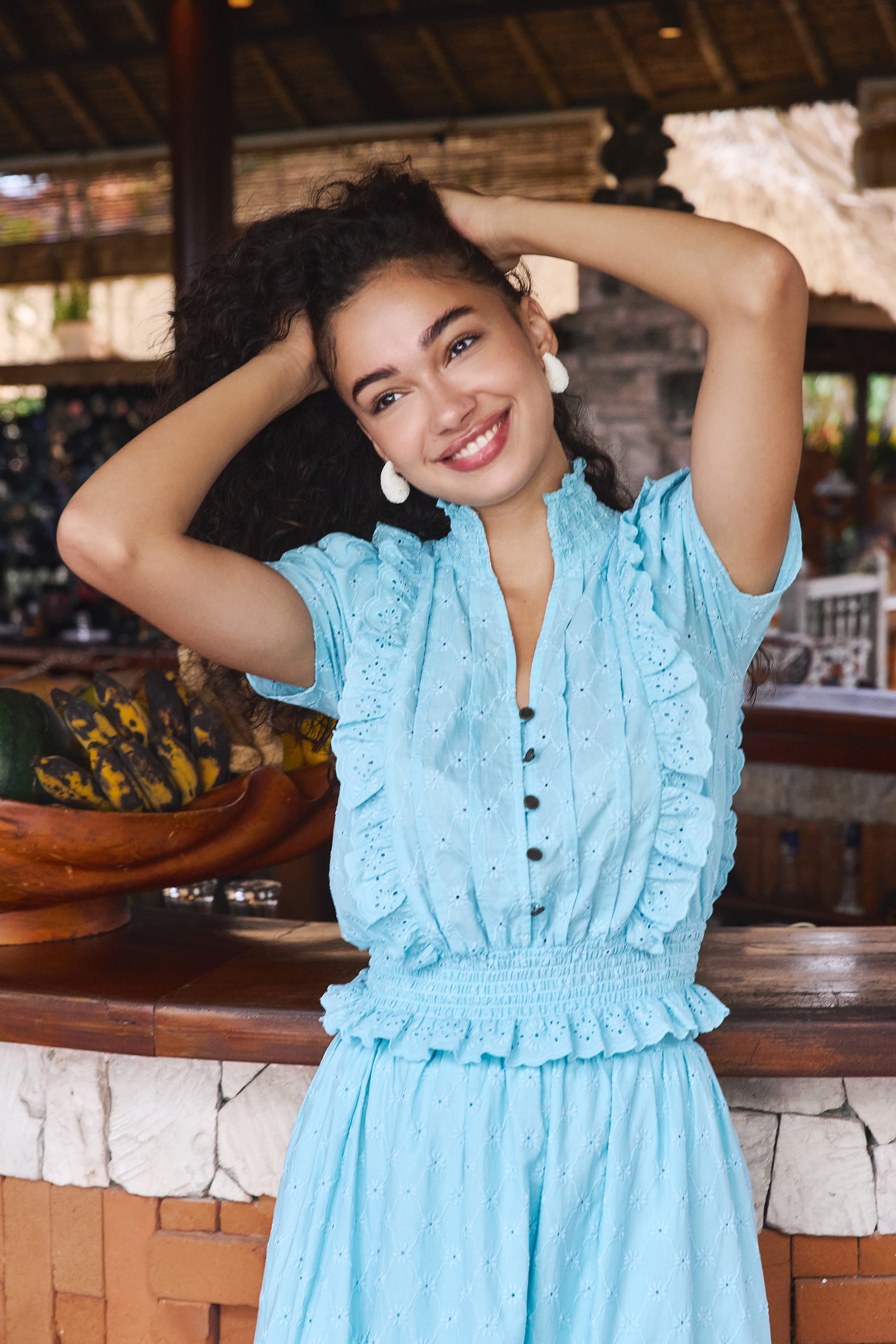 EVELYN Top in Blue Kamen