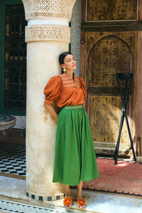 ERIN Skirt in Green Sulam