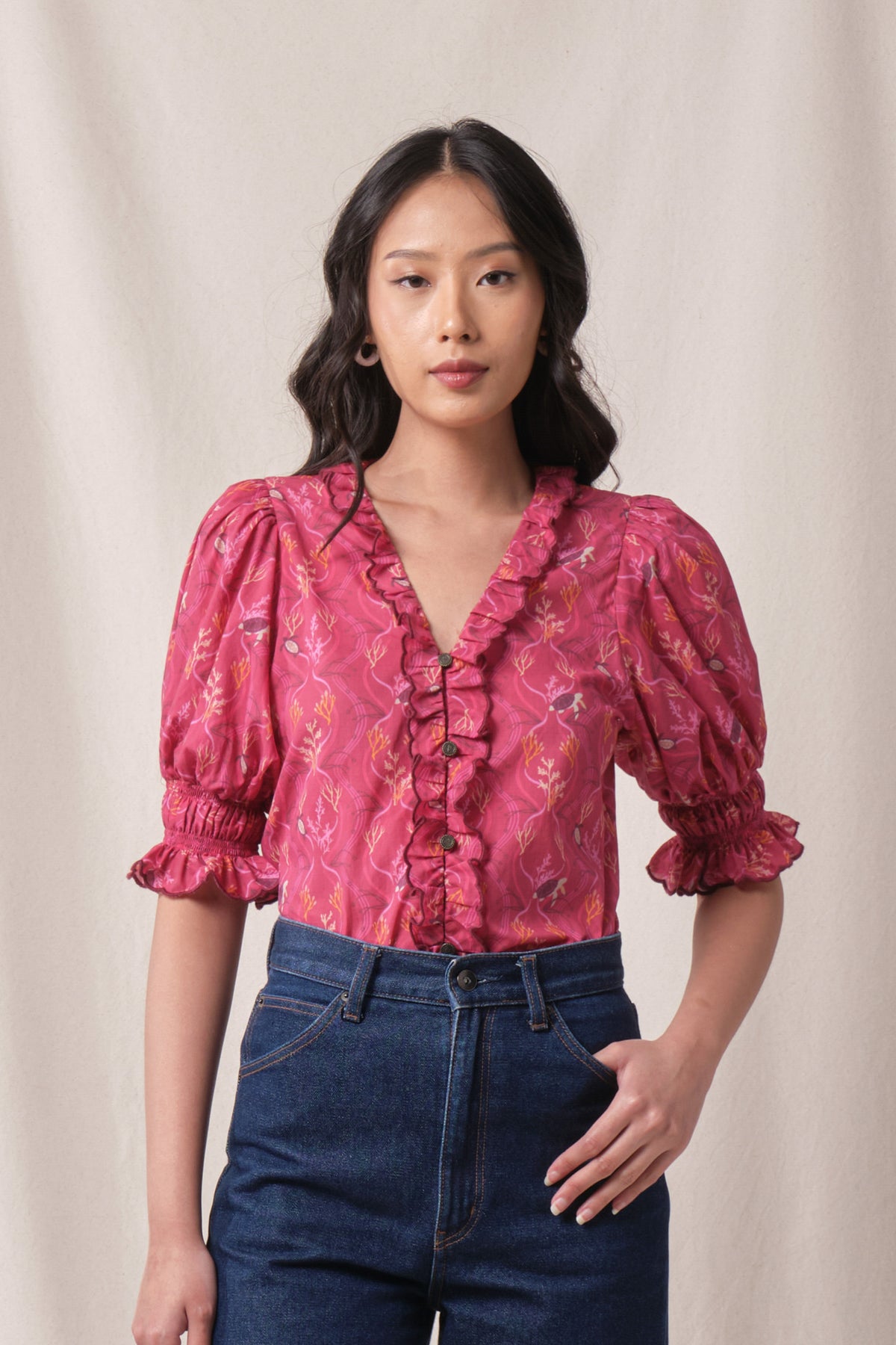 BUNDLING: Agnes Top in Fuschia Penyu and Sandy Skirt in Fuschia Penyu