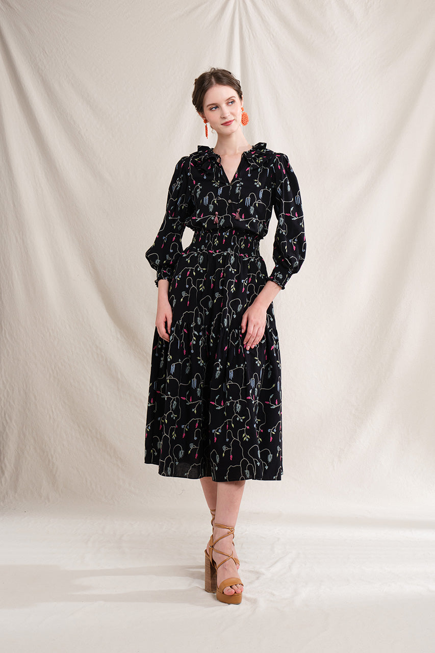 BUNDLING: Anna Top in Black Lada and Riona Skirt in Beige Lada