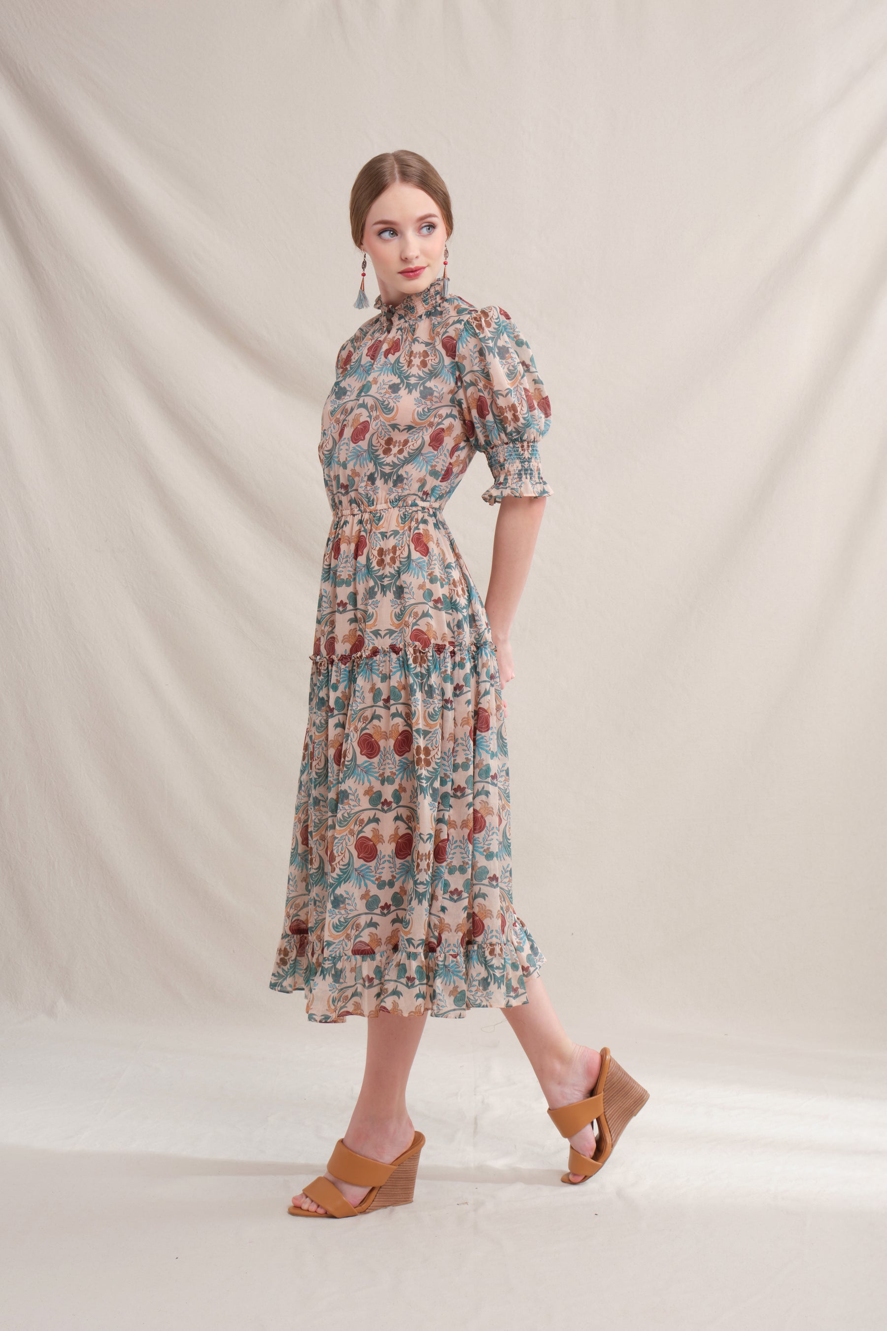 AUDRA Dress in Beige Delima