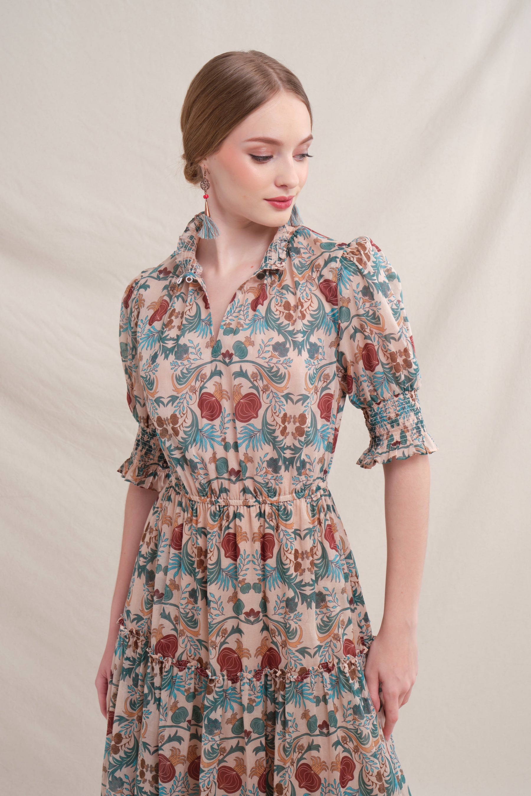 AUDRA Dress in Beige Delima