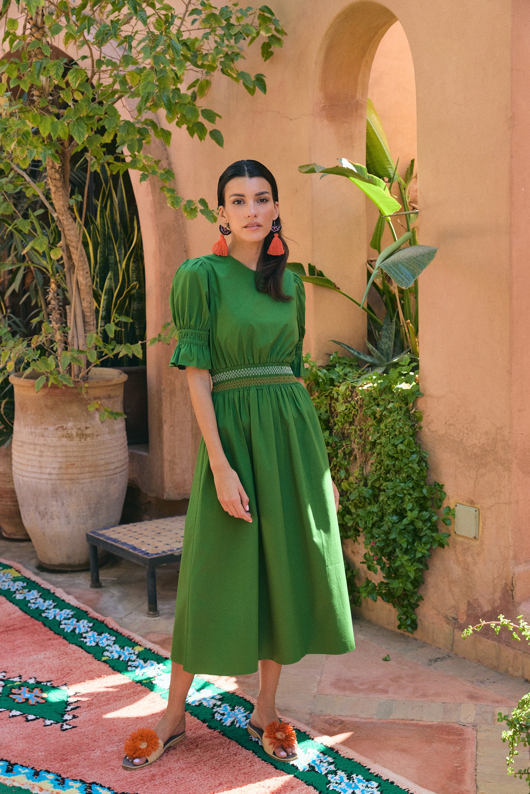 GITA Dress in Green Stitch