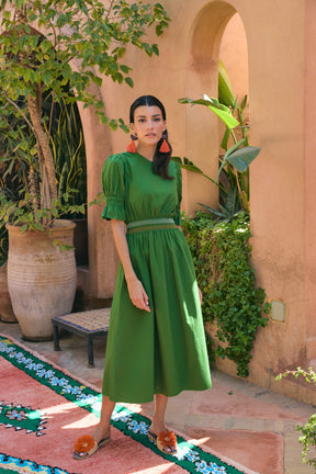GITA Dress in Green Stitch
