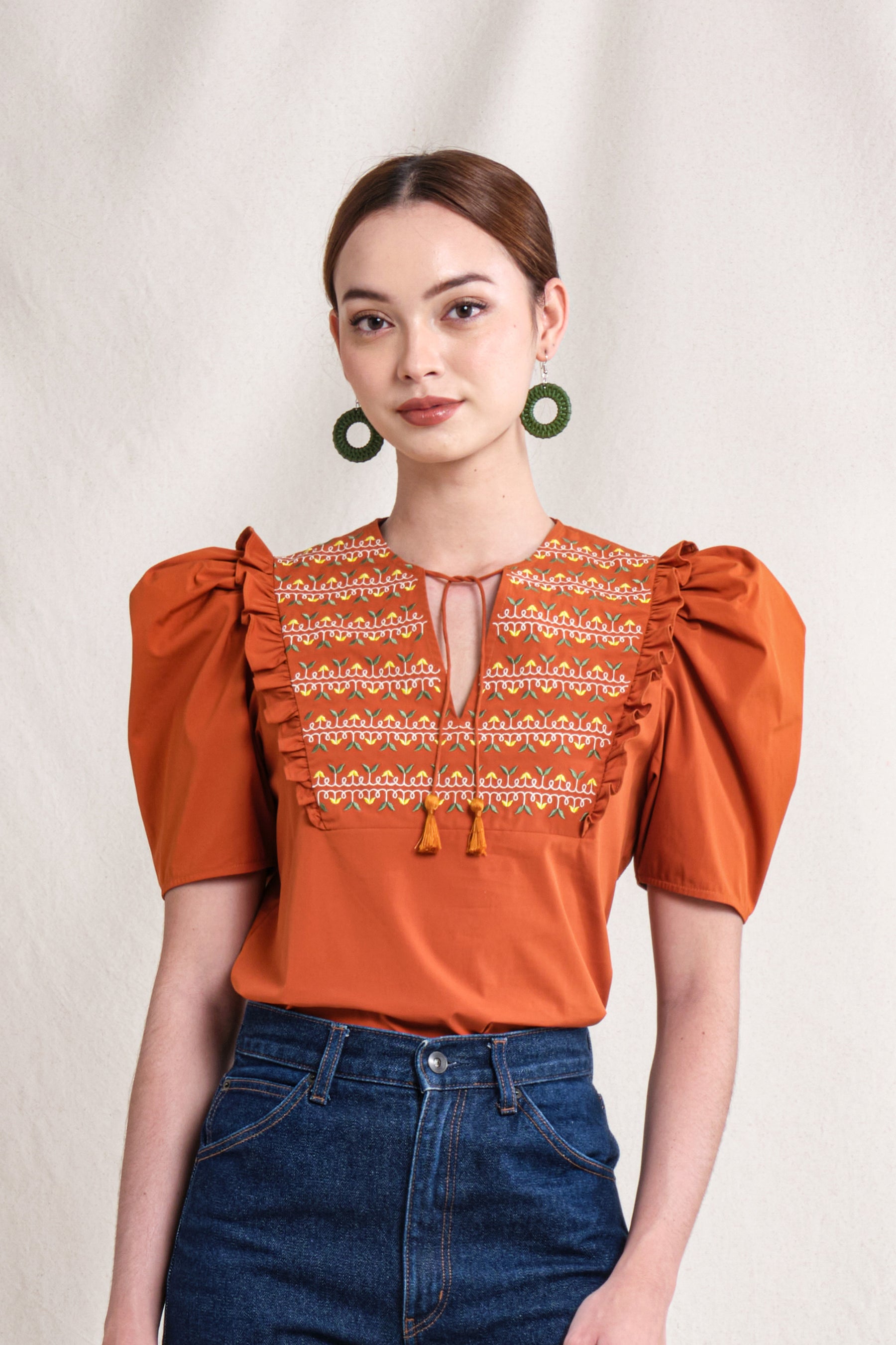 BUNDLING: Tami Top in Orange Sulam and Erin Skirt in Orange Sulam