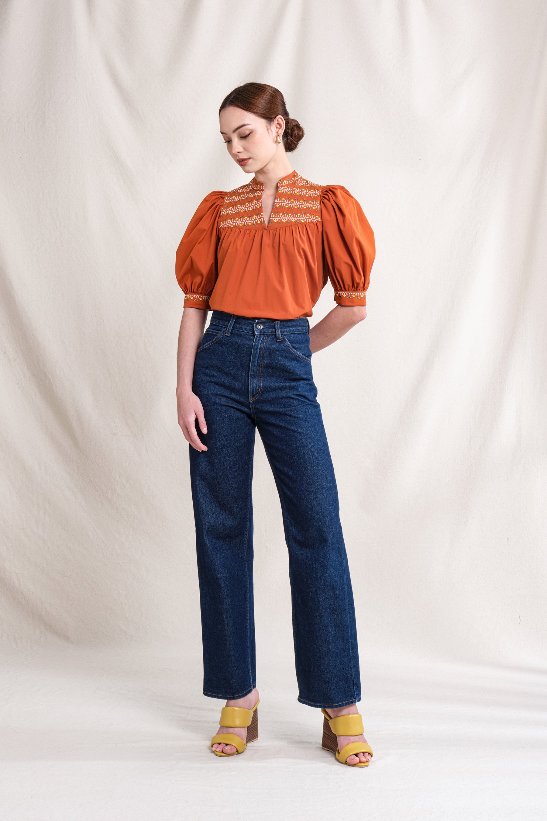 BUNDLING: Gwen Top in Orange Sulam and Erin Skirt in Orang Sulam