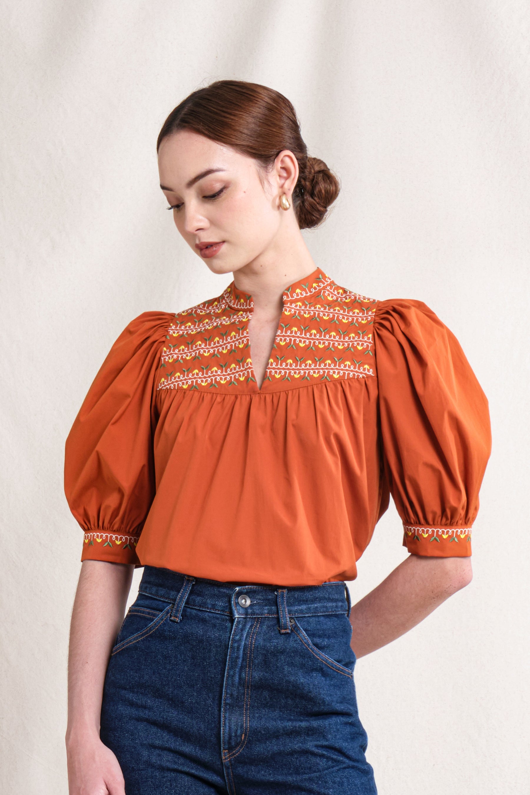GWEN Top in Orange Sulam