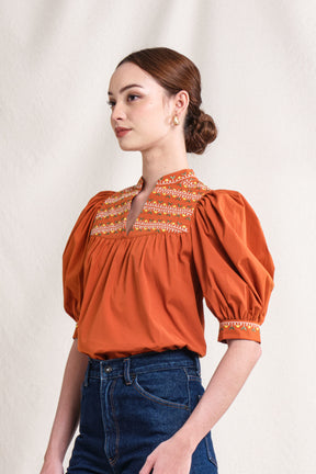 BUNDLING: Gwen Top in Orange Sulam and Erin Skirt in Orang Sulam