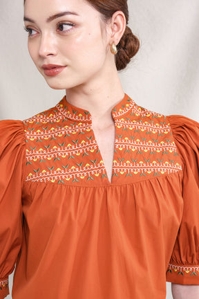 BUNDLING: Gwen Top in Orange Sulam and Erin Skirt in Orang Sulam