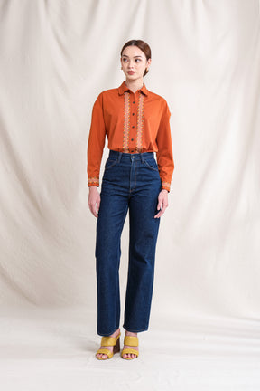 KARINA Top in Orange Sulam