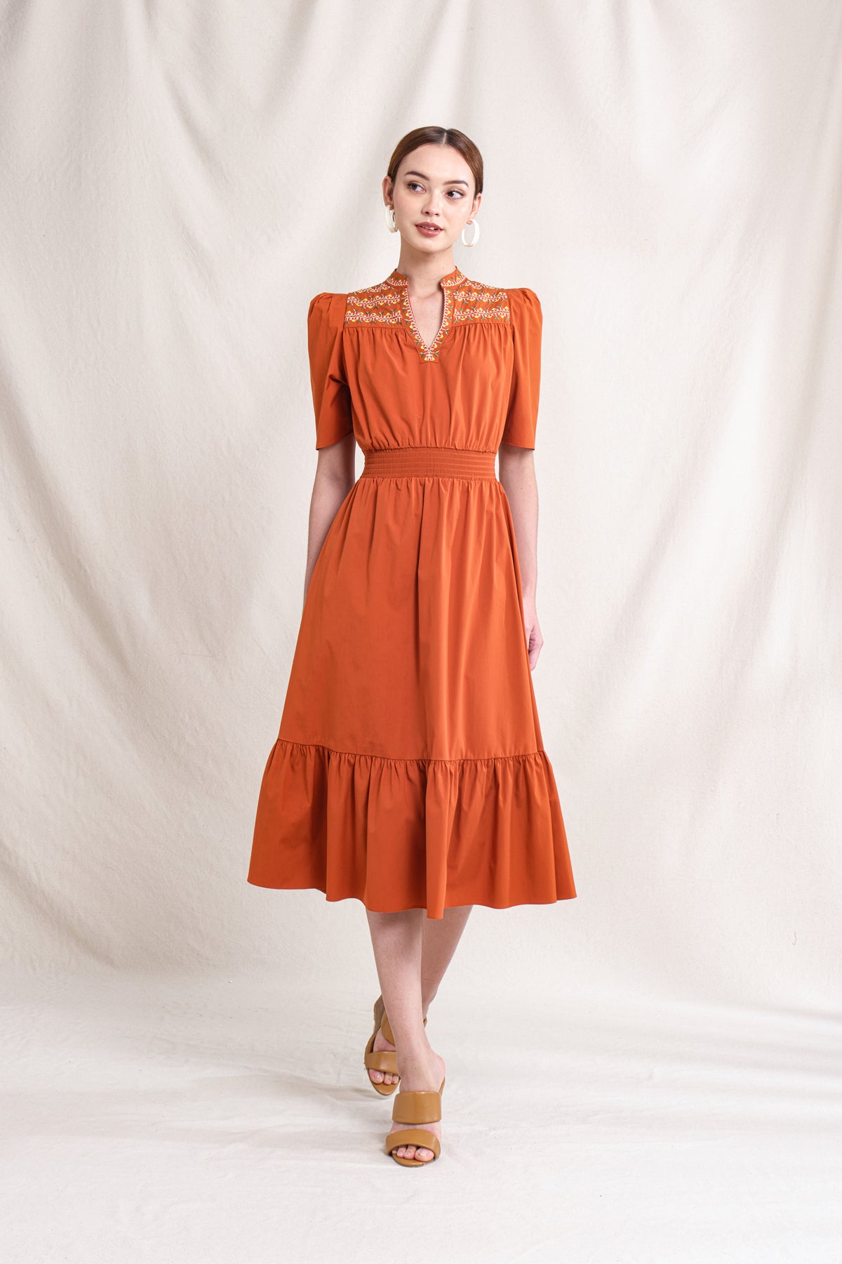 PIPER Dress in Orange Sulam