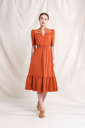 PIPER Dress in Orange Sulam