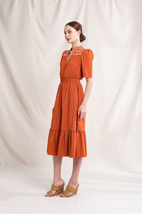 PIPER Dress in Orange Sulam