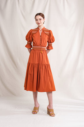SHEERA Dress in Orange Stitch