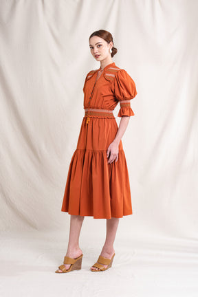 SHEERA Dress in Orange Stitch