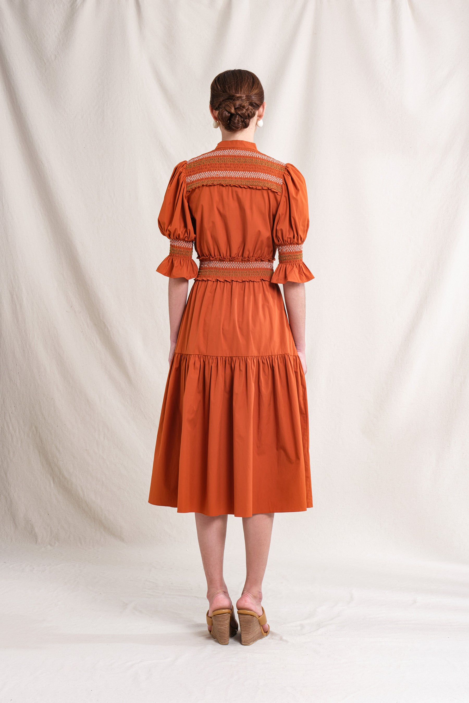 SHEERA Dress in Orange Stitch