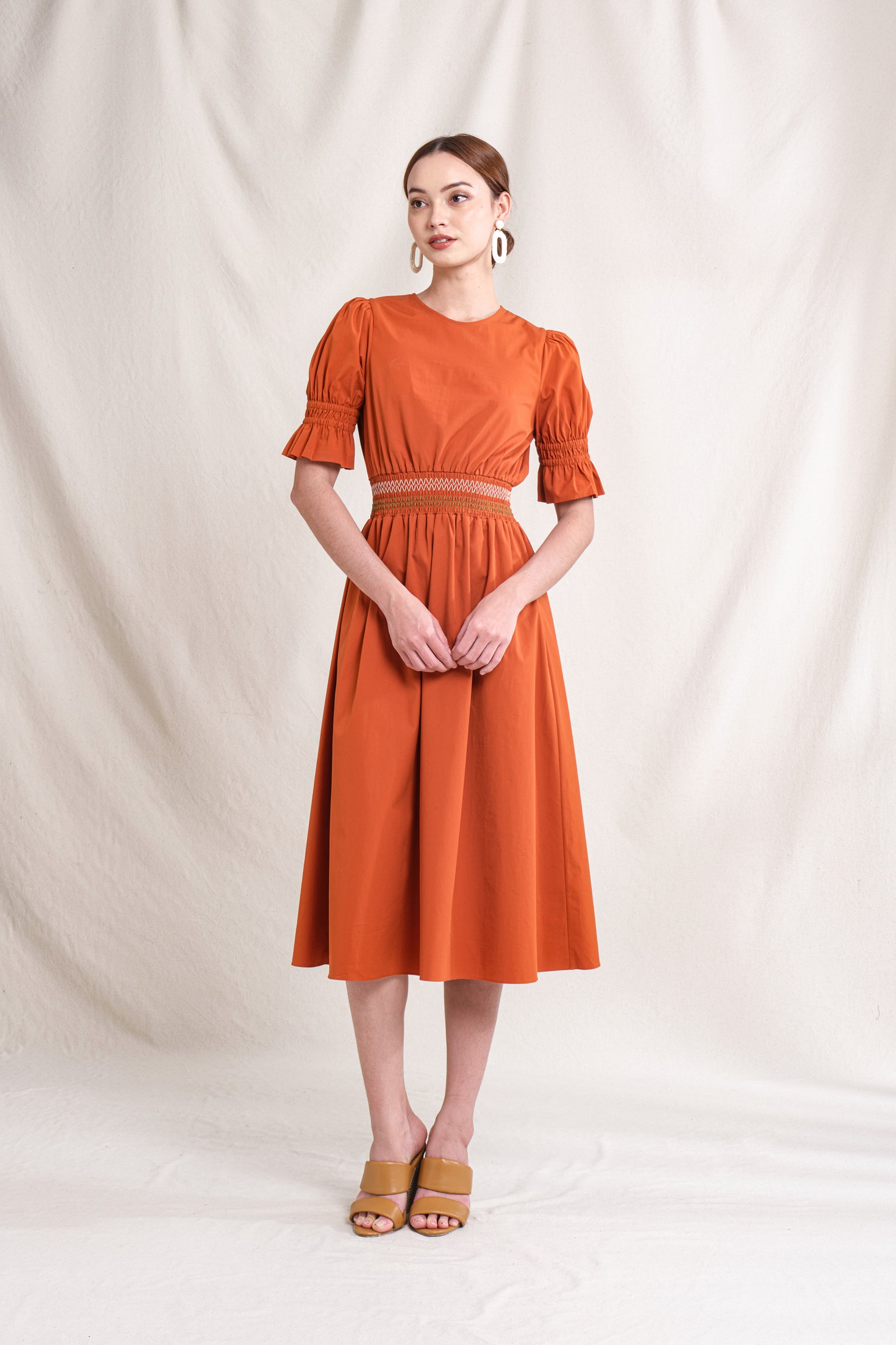 GITA Dress in Orange Stitch